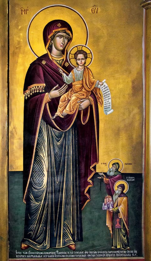 Ἡ Θεοτόκος καὶ οἱ κτίτορες. Ἔργο Βλάση Τσοτσώνη.